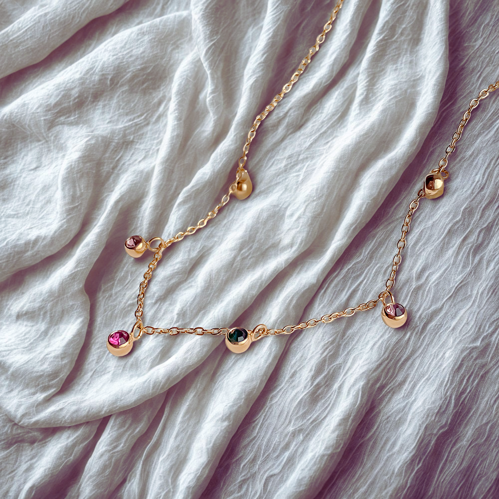 IWAMON-BIJOUX - Collier Chaîne Pierres Colorées Multicolores