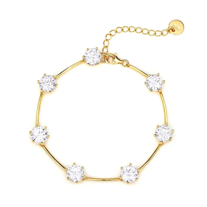 Bracelet Or Jaune 18K Zirconia Cubique 5A - Argent 925