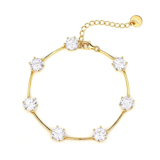 Bracelet Or Jaune 18K Zirconia Cubique 5A - Argent 925