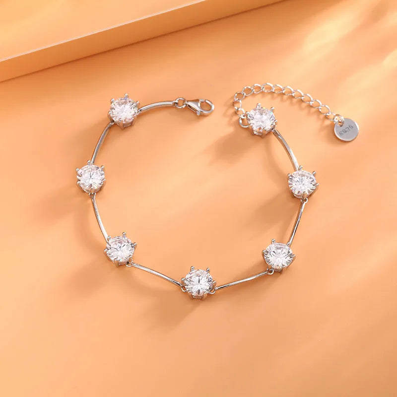 Bracelet Or Jaune 18K Zirconia Cubique 5A - Argent 925