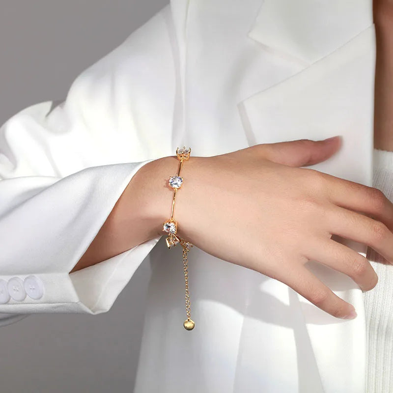 Bracelet Or Jaune 18K Zirconia Cubique 5A - Argent 925