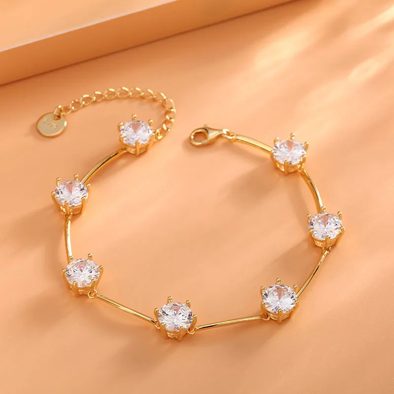 Bracelet Or Jaune 18K Zirconia Cubique 5A - Argent 925