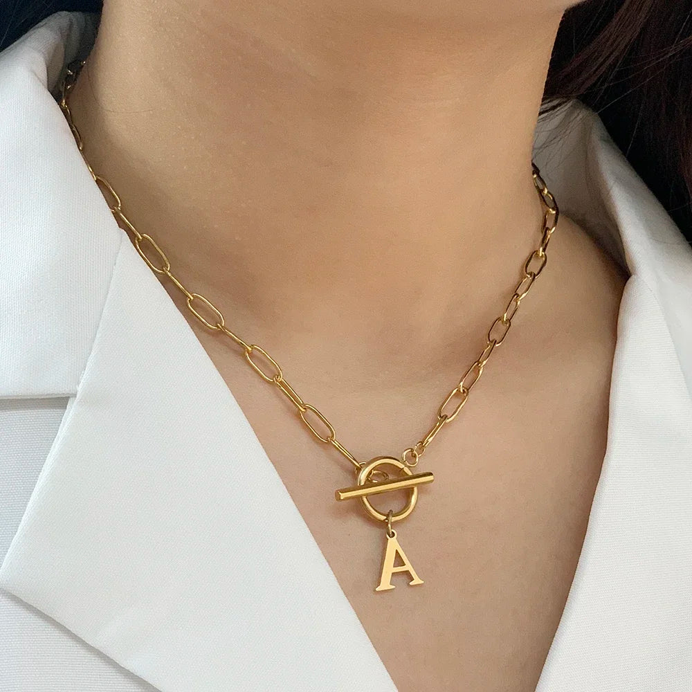 IWAMON-BIJOUX-Collier Chaîne Personnalisé avec Pendentif Lettres