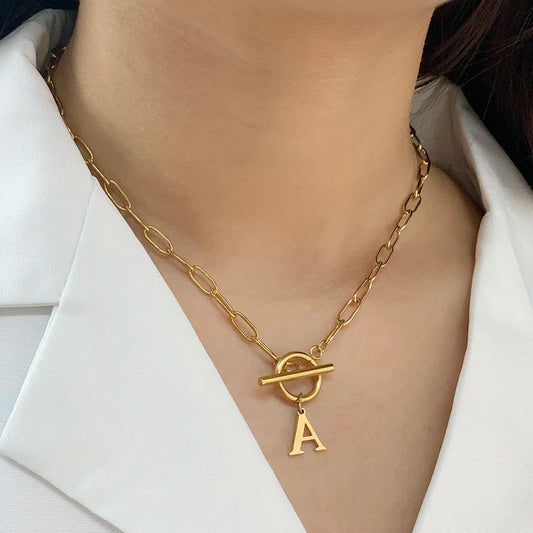 IWAMON-BIJOUX-Collier Chaîne Personnalisé avec Pendentif Lettres