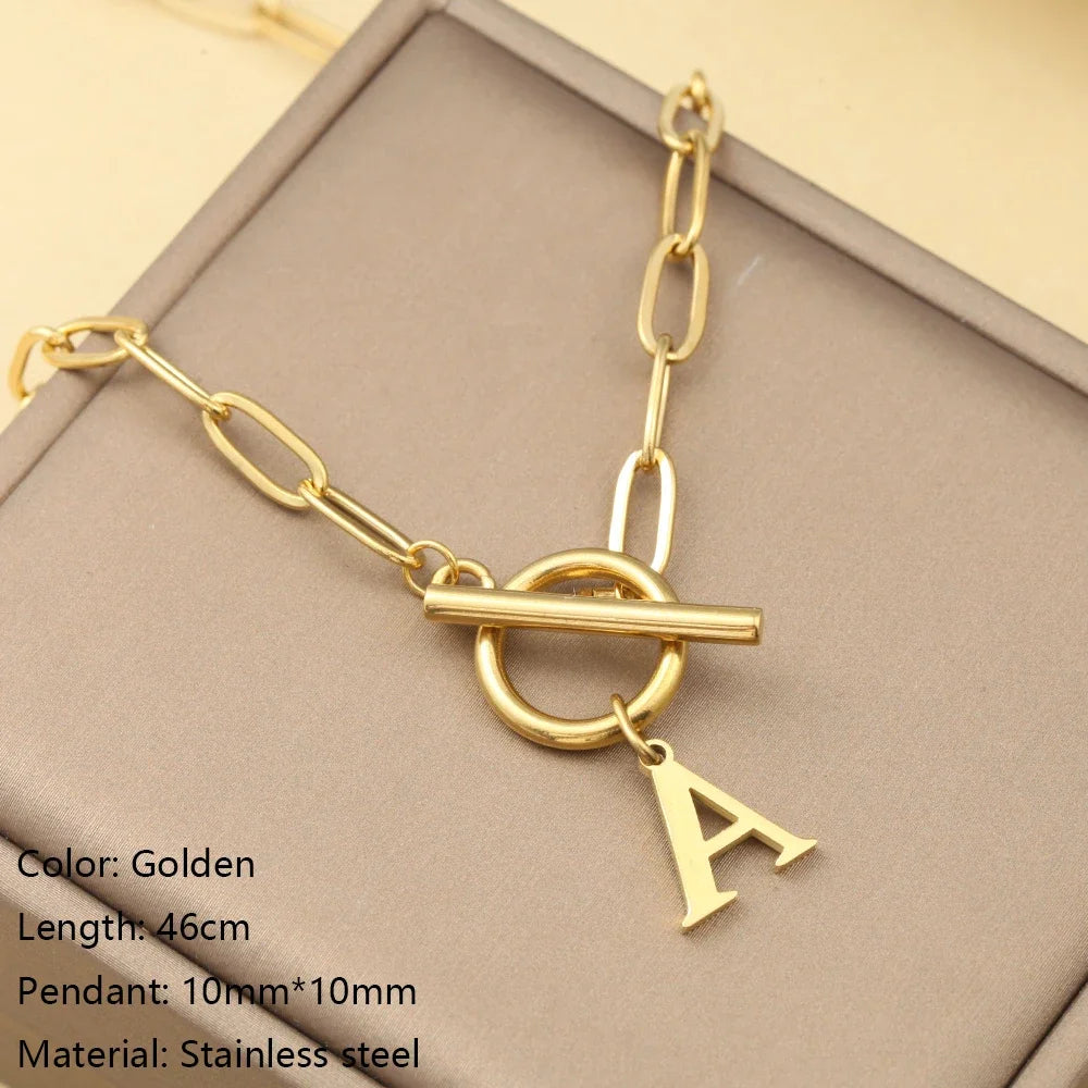 IWAMON-BIJOUX-Collier Chaîne Personnalisé avec Pendentif Lettres