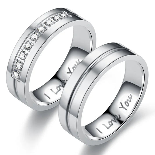 IWAMON-BIJOUX- Alliances dorées couple avec gravure "I Love You"