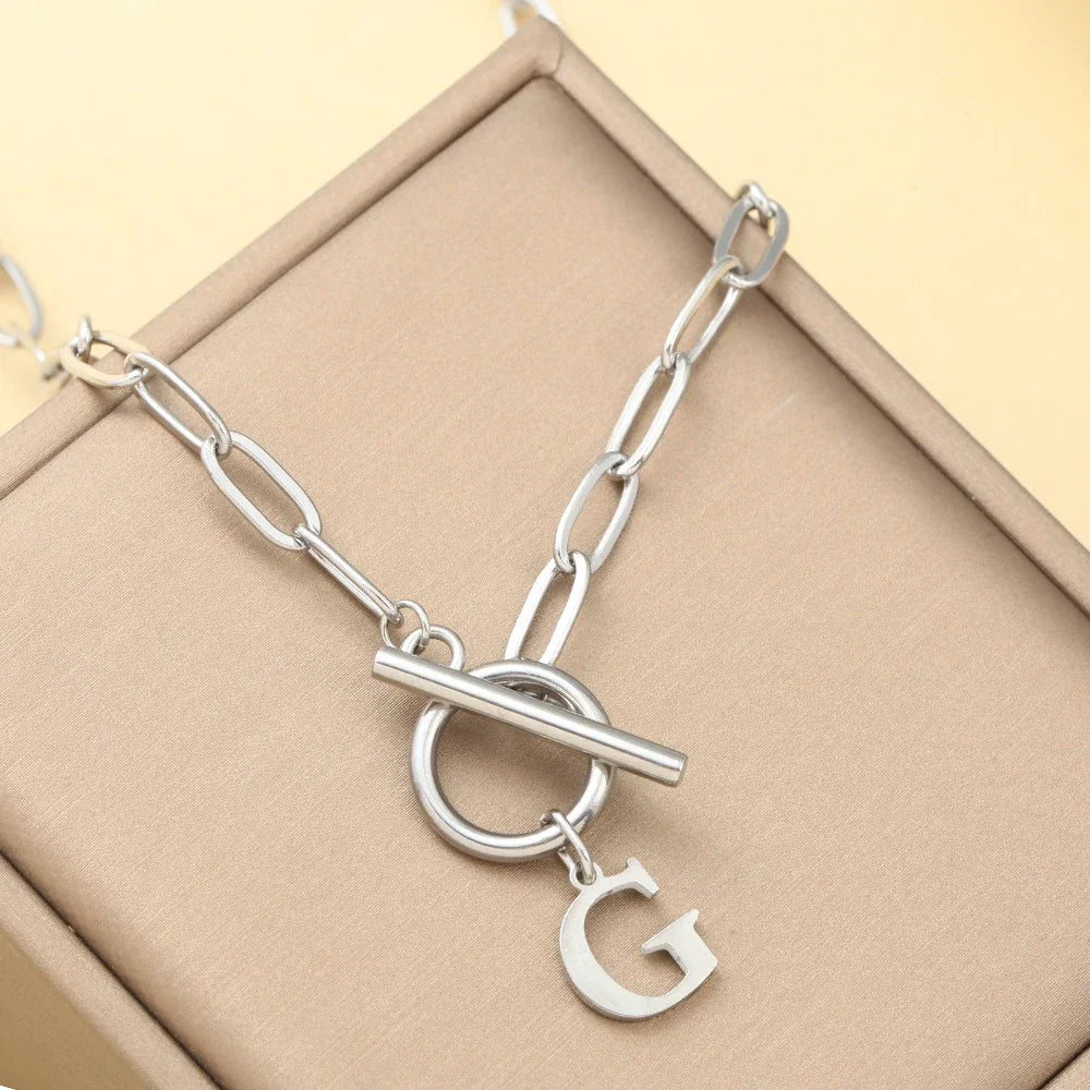 IWAMON-BIJOUX-Collier Chaîne Personnalisé avec Pendentif Lettres