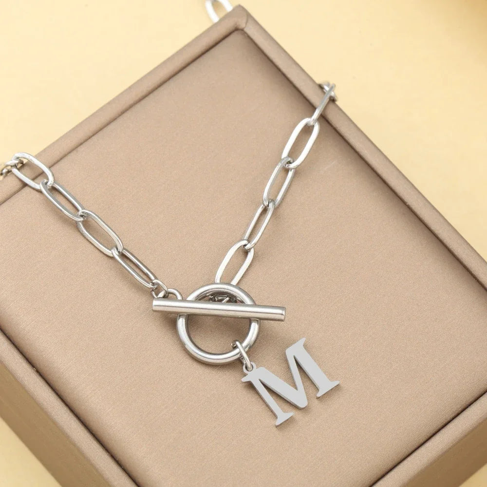 IWAMON-BIJOUX-Collier Chaîne Personnalisé avec Pendentif Lettres