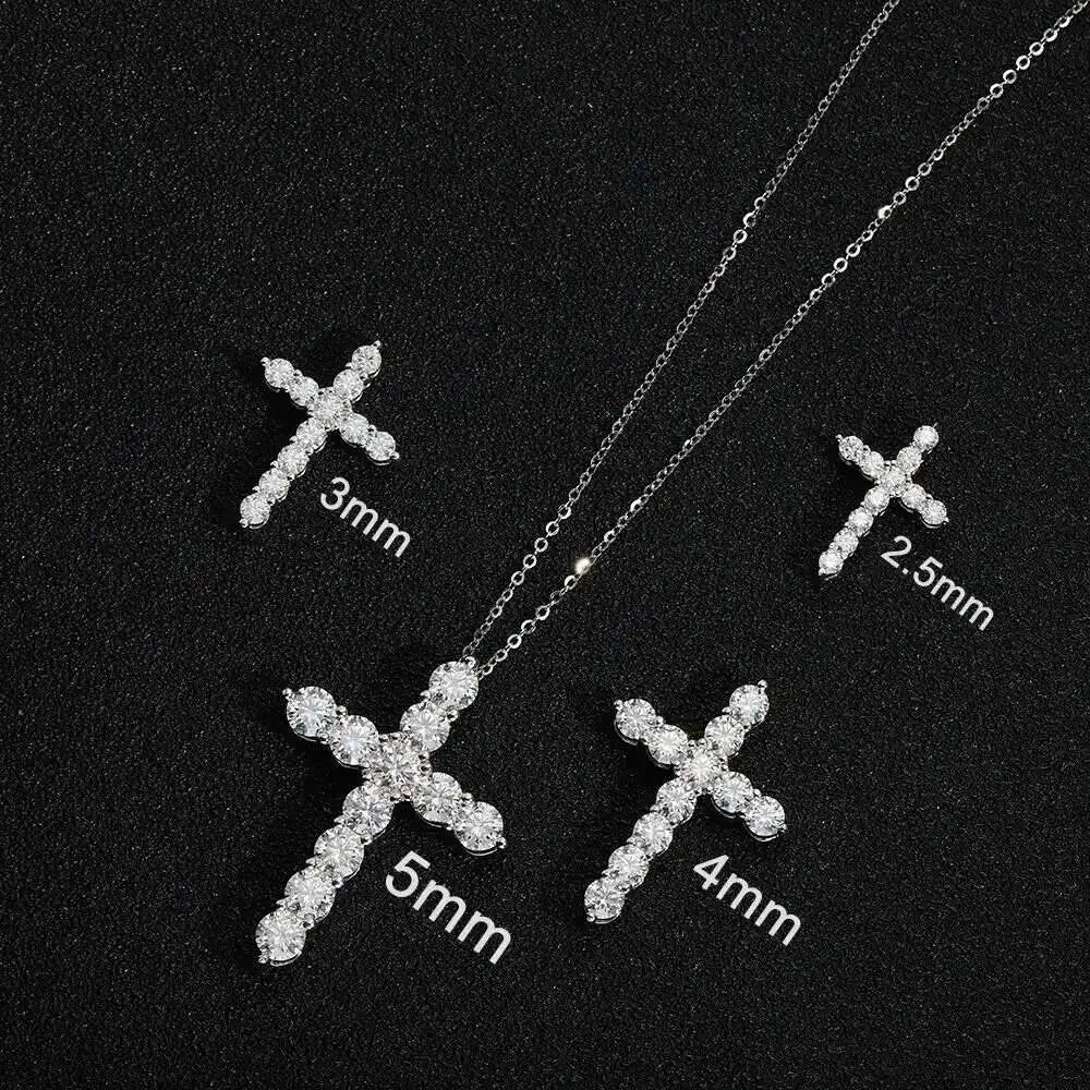 IWAMON-BIJOUX-Collier Croix Moissanite - Argent 925 Plaqué Or Blanc