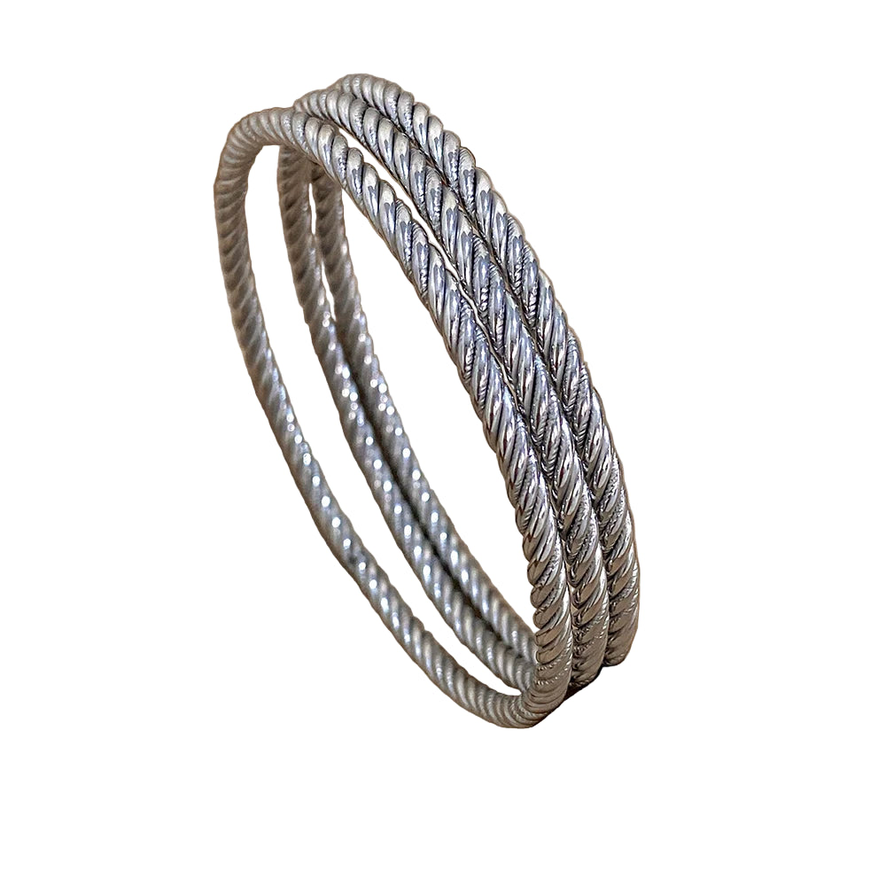 Ensemble de 3 Bracelets Joncs en Acier Inoxydable Plaqué Or 18K pour Femme Tendance Chic Torsadés