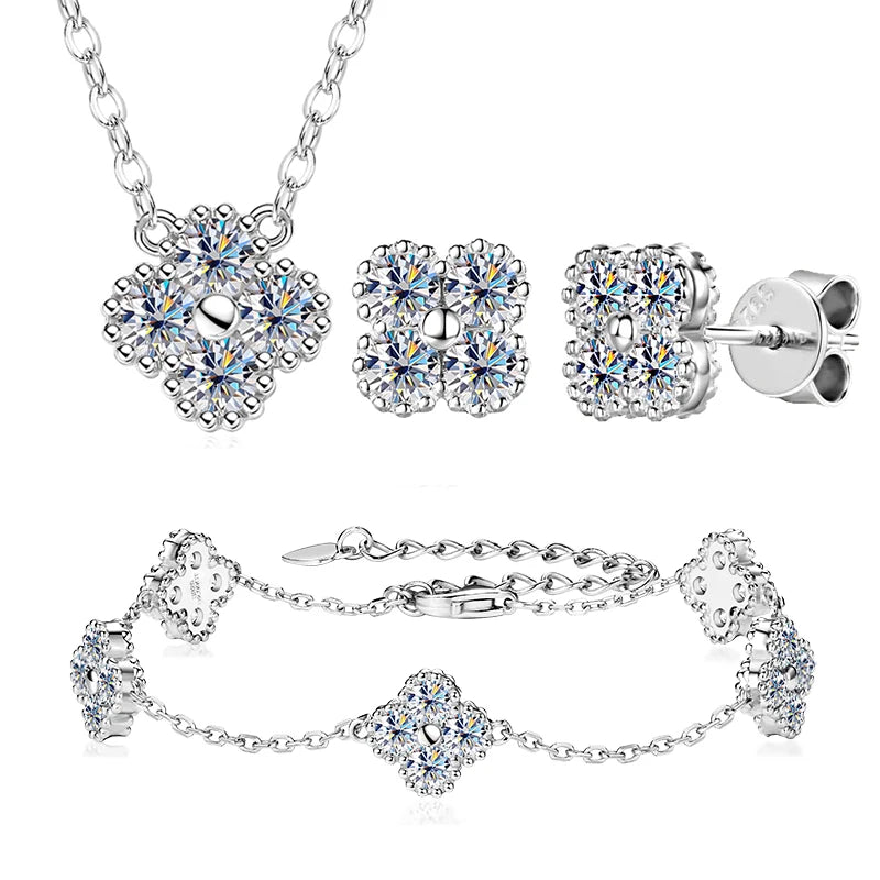 Ensemble de bijoux 3 en 1 en cristal moissanite