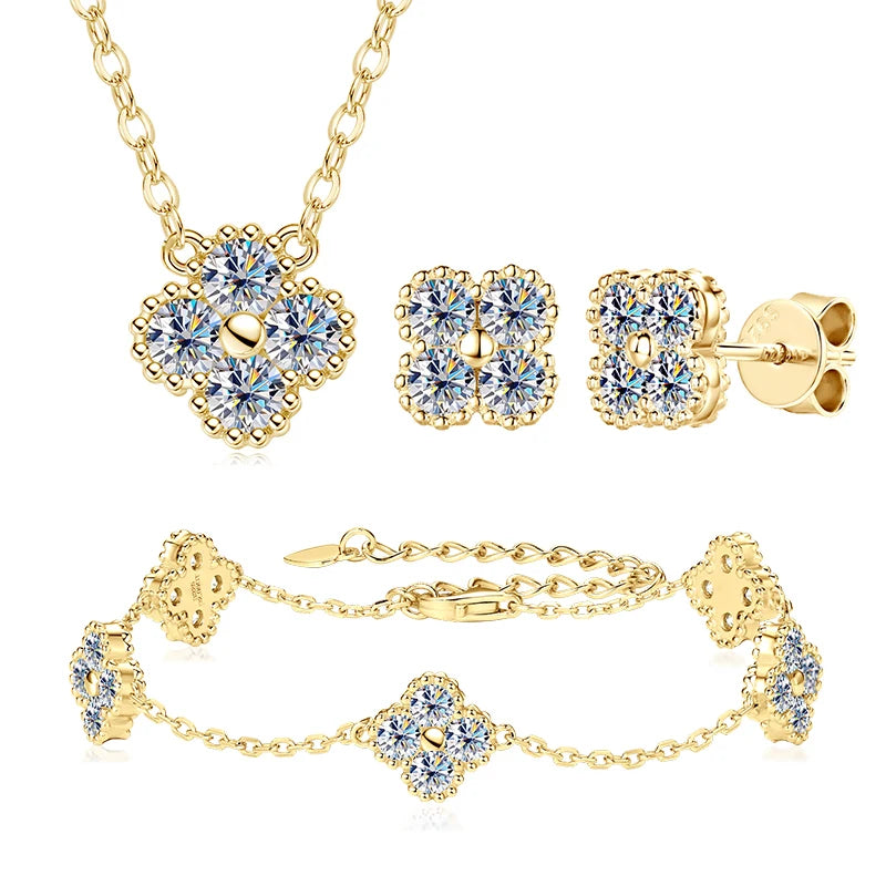 Ensemble de bijoux 3 en 1 en cristal moissanite
