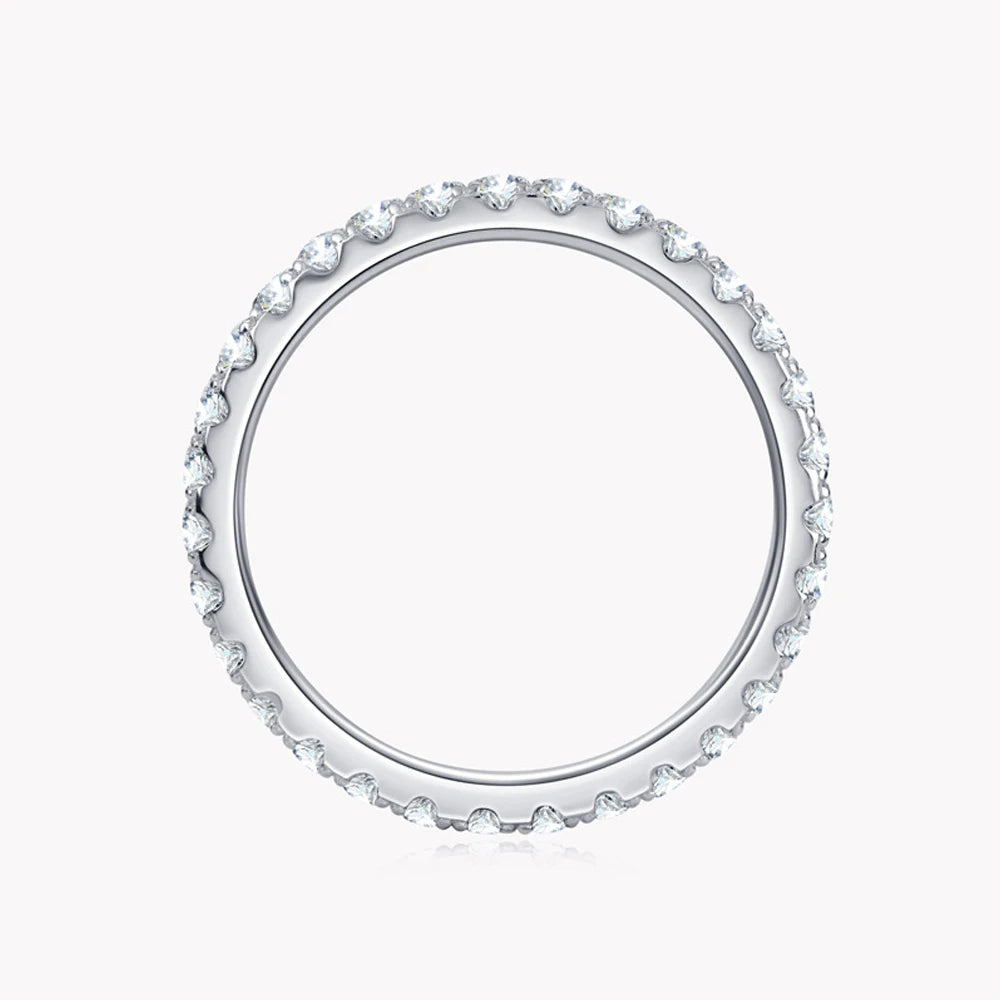 Bague Alliance Éternité Moissanite 2mm - Argent 925 Plaqué Or 18k