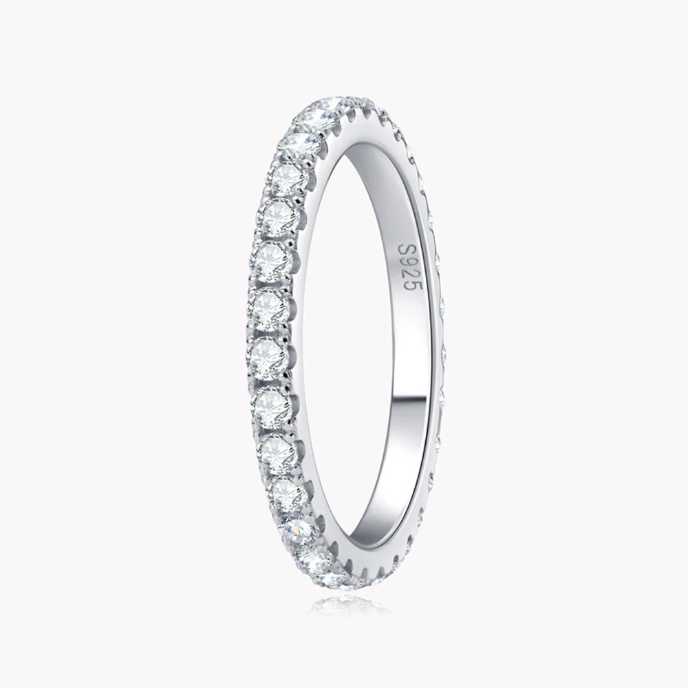 Bague Alliance Éternité Moissanite 2mm - Argent 925 Plaqué Or 18k