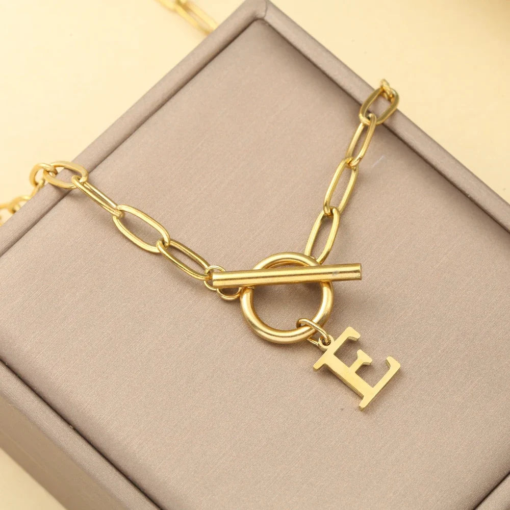 IWAMON-BIJOUX-Collier Chaîne Personnalisé avec Pendentif Lettres