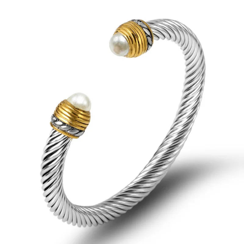 Bracelet Jonc Torsadé Acier Inoxydable - Ajustable