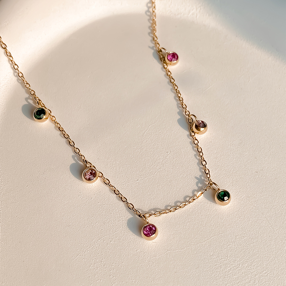 IWAMON-BIJOUX - Collier Chaîne Pierres Colorées Multicolores