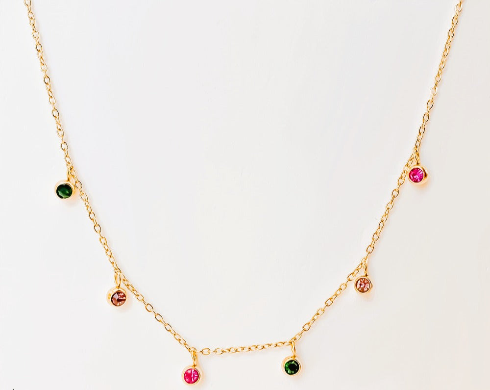 IWAMON-BIJOUX - Collier Chaîne Pierres Colorées Multicolores