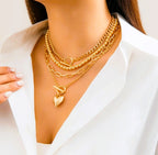 IWAMON-BIJOUX -Collier multi rangs doré sophistiqué