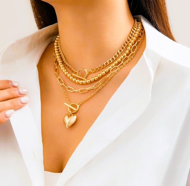 IWAMON-BIJOUX -Collier multi rangs doré sophistiqué