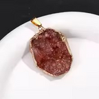 IWAMON -BIJOUX- Géode d'Agate Pierre Naturelle - Bordure Dorée
