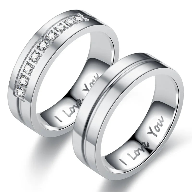 IWAMON-BIJOUX- Alliances dorées couple avec gravure "I Love You"