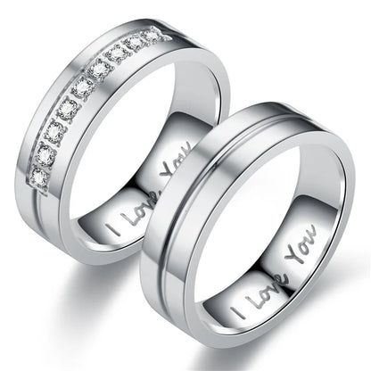IWAMON-BIJOUX- Alliances dorées couple avec gravure "I Love You"