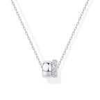 Collier Pendentif Rondelle Zircons - Plaqué Or 14K et Argent Sterling