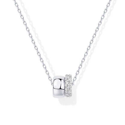 Collier Pendentif Rondelle Zircons - Plaqué Or 14K et Argent Sterling