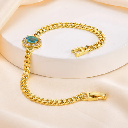 IWAMON-BIJOUX-Bracelets Chaîne Dorés avec Pierres - Zircons Colorés Femme