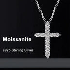 IWAMON-BIJOUX-Collier Croix Moissanite - Argent 925 Plaqué Or Blanc