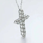 IWAMON-BIJOUX-Collier Croix Moissanite - Argent 925 Plaqué Or Blanc