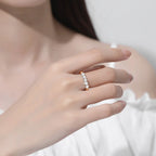 Bague Alliance 5 Pierres Moissanite Argent 925 - Cadeau de Noël Élégant