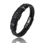 IWAMON-BIJOUX-Bracelet en cuir tressé multicouche pour homme