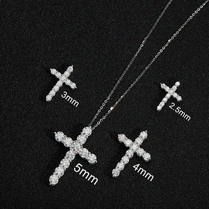 IWAMON-BIJOUX-Collier Croix Moissanite - Argent 925 Plaqué Or Blanc