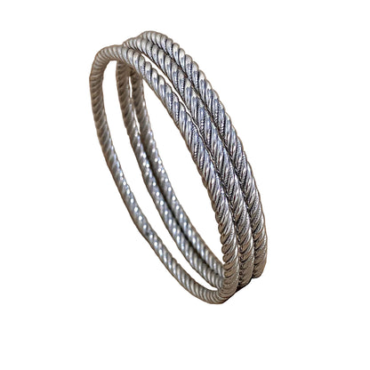Ensemble de 3 Bracelets Joncs en Acier Inoxydable Plaqué Or 18K pour Femme Tendance Chic Torsadés