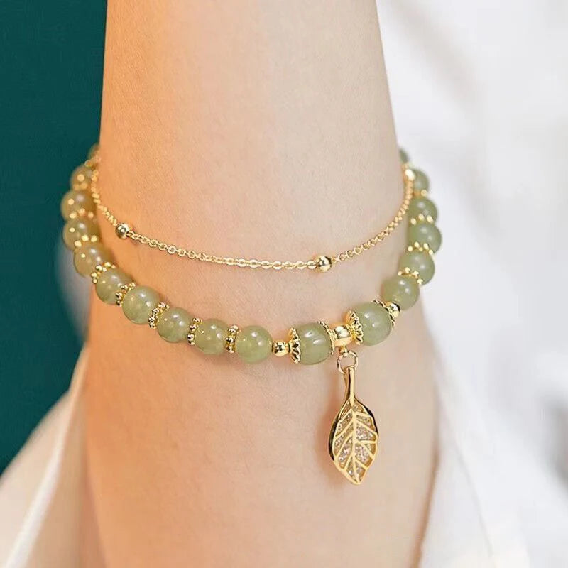 IWAMON-BIJOUX -Bracelet Jade Vert Authentique - Élégance Naturelle