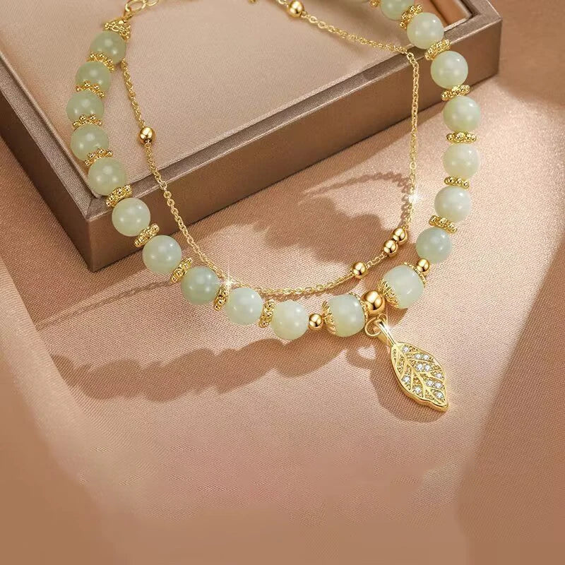 IWAMON-BIJOUX -Bracelet Jade Vert Authentique - Élégance Naturelle
