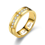 IWAMON-BIJOUX- Alliances dorées couple avec gravure "I Love You"
