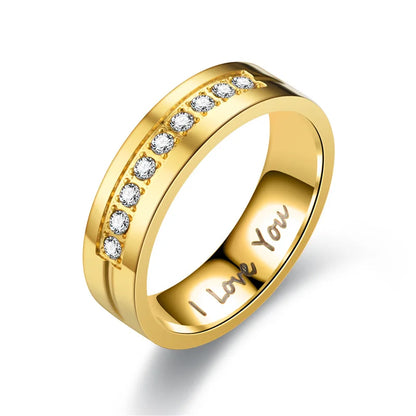 IWAMON-BIJOUX- Alliances dorées couple avec gravure "I Love You"