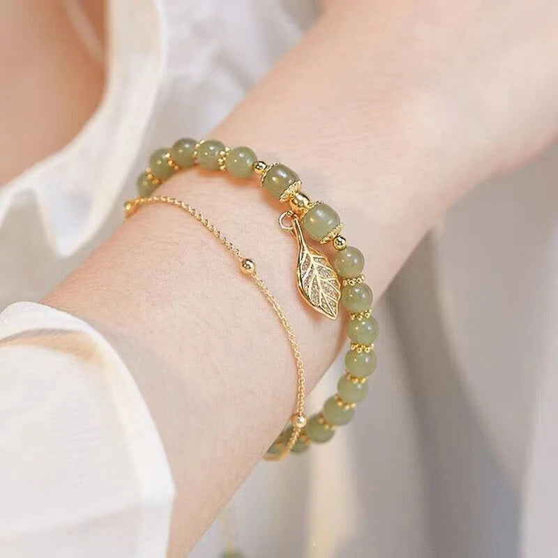 IWAMON-BIJOUX -Bracelet Jade Vert Authentique - Élégance Naturelle