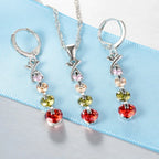 IWAMON-BIJOUX : Parure Élégante Cristaux Multicolores - Argent 925 Rhodié