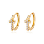 Petites Créoles Croix Zircon - Acier Inoxydable Or/Argent