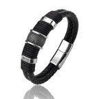 IWAMON-BIJOUX-Bracelet en cuir tressé multicouche pour homme