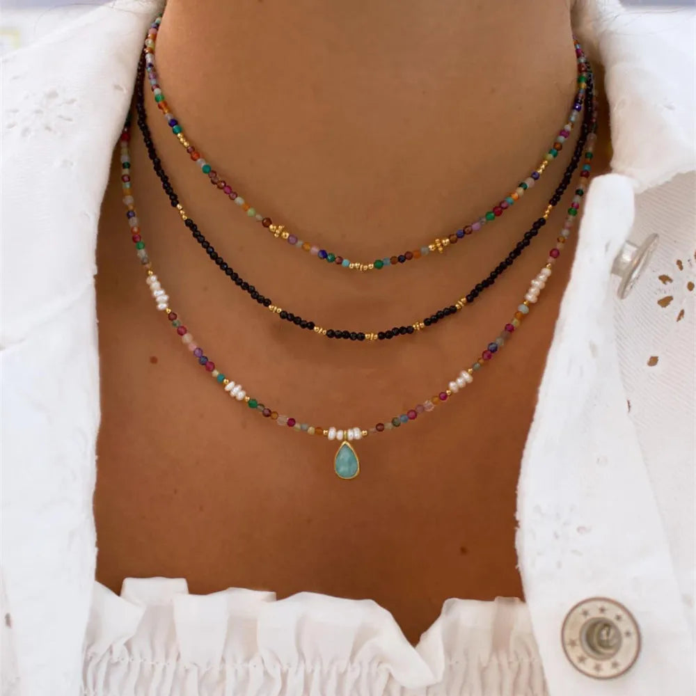 IWAMON-BIJOUX-Colliers bohème avec perles colorées et pendentifs
