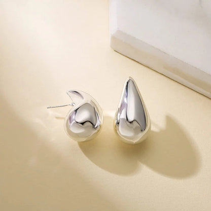 Boucles d'Oreilles Goutte d'Eau - Résine Ambrée Plaqué Or