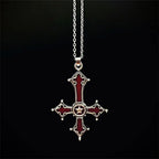 IWAMON-BIJOUX-Collier Croix Gothique Punk Rouge