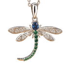 Collier Pendentif Libellule Élégant - Zircons Colorés