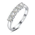 Bague Alliance 5 Pierres Moissanite Argent 925 - Cadeau de Noël Élégant