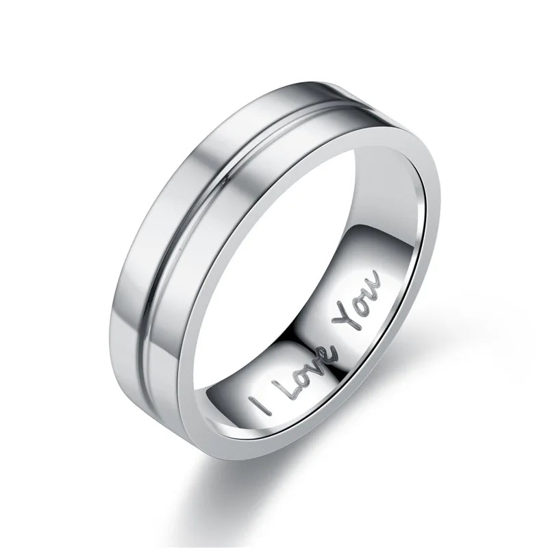 IWAMON-BIJOUX- Alliances dorées couple avec gravure "I Love You"